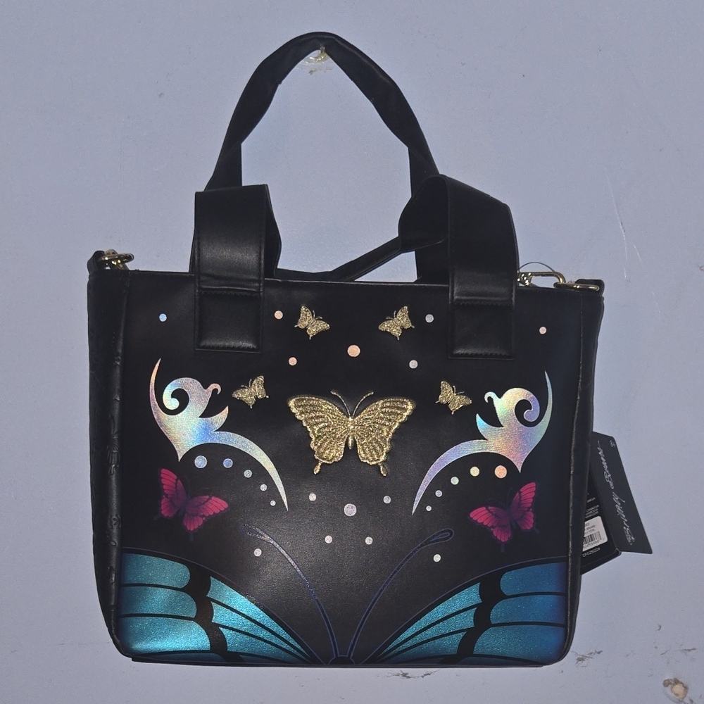 Brittney Spears Black and Blue Butterfly Loungefly Tote - Picture 3 of 6